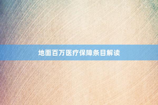 地面百万医疗保障条目解读